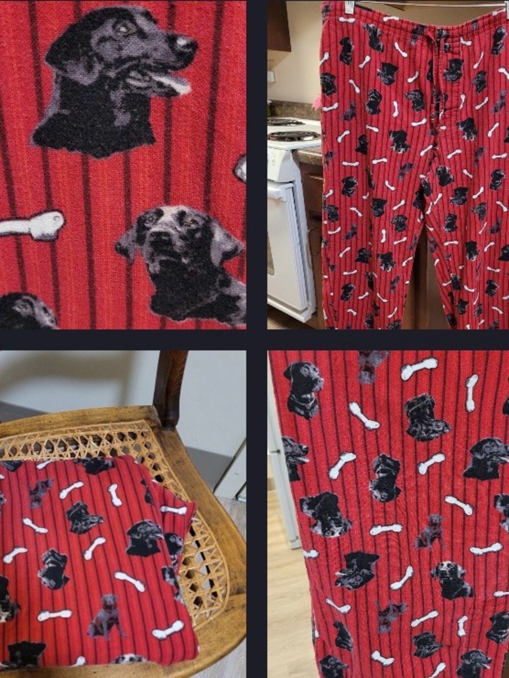 Men's Fleece Pajama Bottoms Black Labrador Retriever Medium